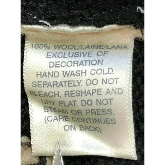 Vintage Susan Bristol Woman 100% wool cardigan 1W zip up hand embroidered black - Picture 7 of 8